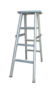 Self supporting ladder with platform
